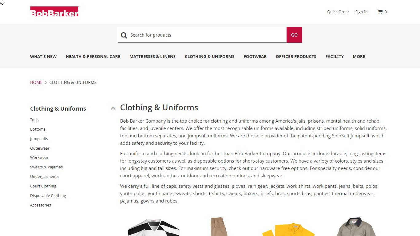 Clothing & Uniforms | Institutional Supplies | BobBarker.com