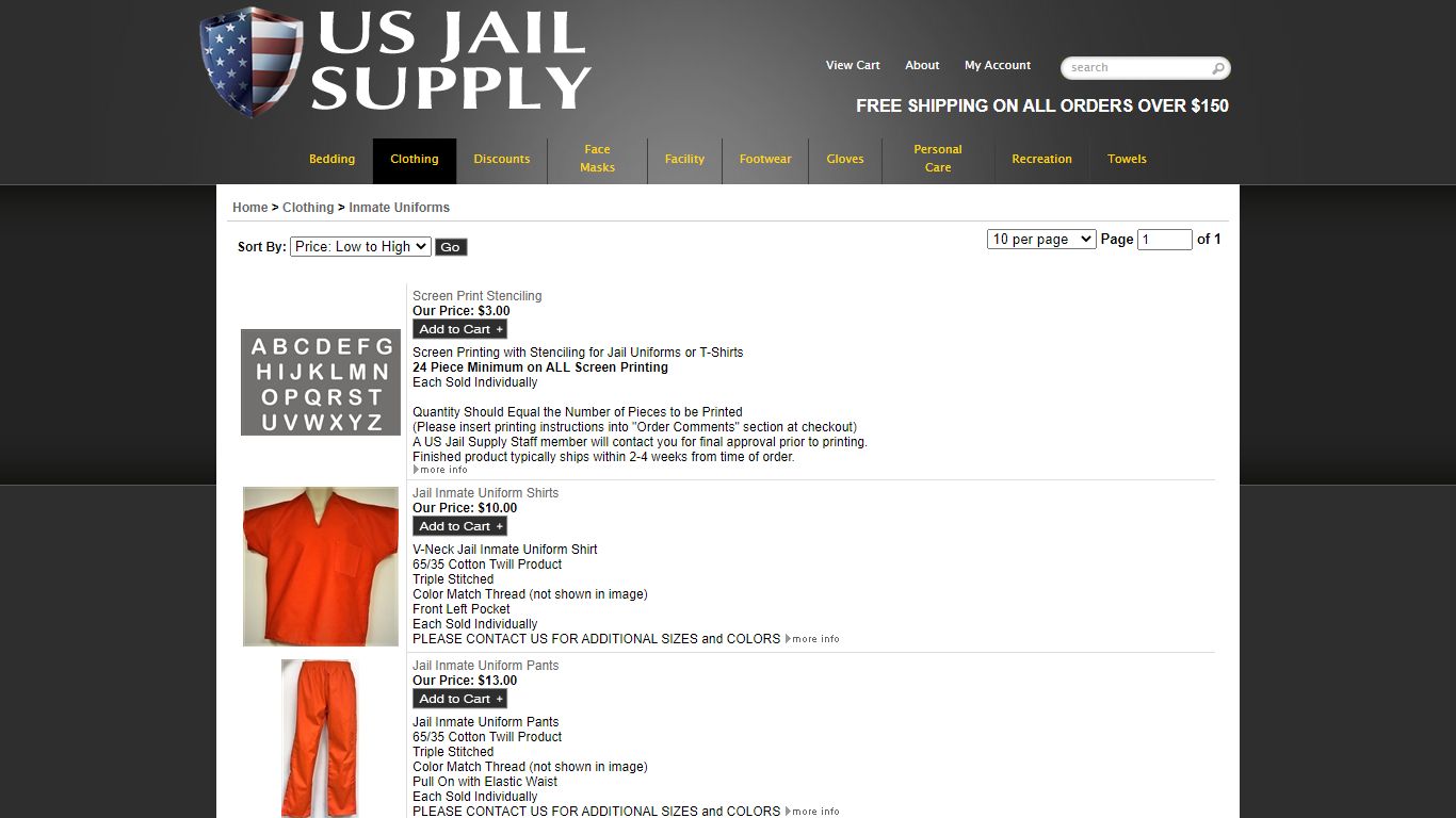 Inmate Uniforms - US Jail Supply